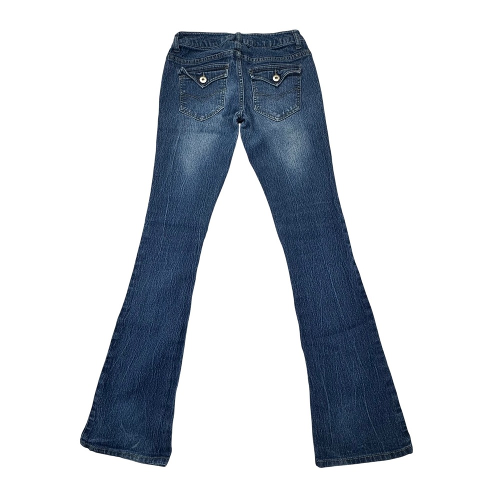 No Boundaries Womens Dark Wash Low Rise Flare Jeans Size 1 Y2K NB38LS1000